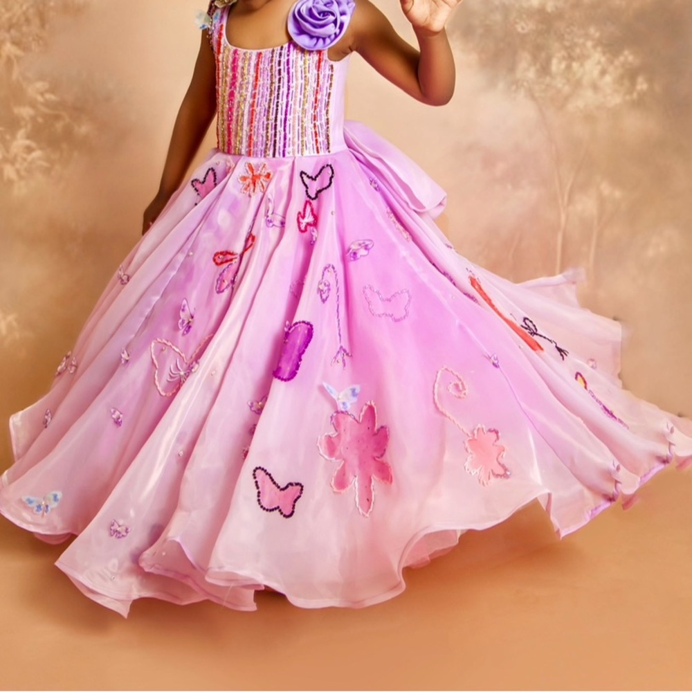 Pink Butterfly Embellished Gown